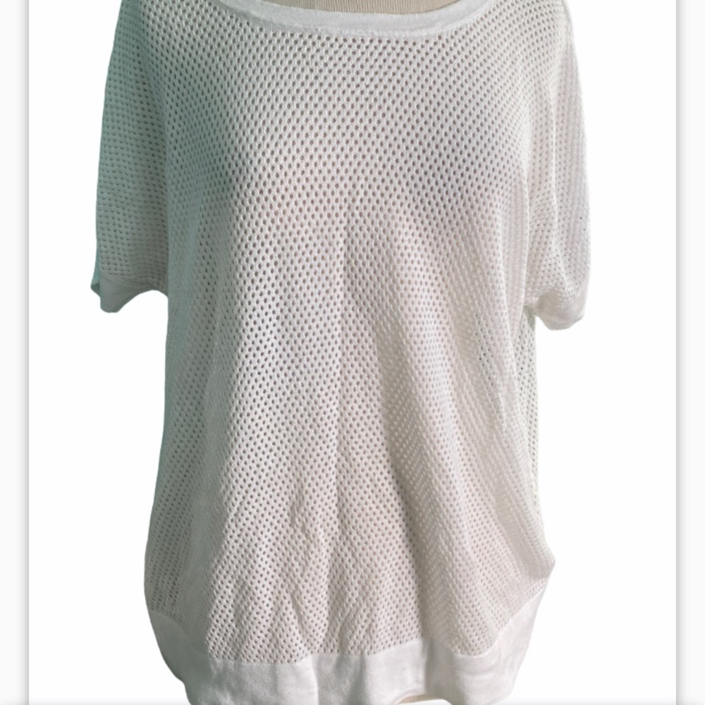Old Navy Active Wear White Cotton Mesh Top Large